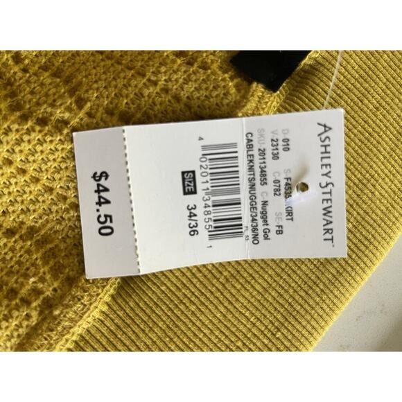 Ashley Stewart Cable Knit Skirt Nugget Gold Size 34-36 Relaxed Fit Stretch - Picture 9 of 10
